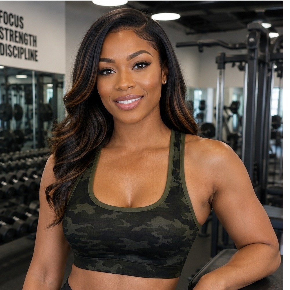 Bra Camouflage Fitness Sports Bra (Size Small)